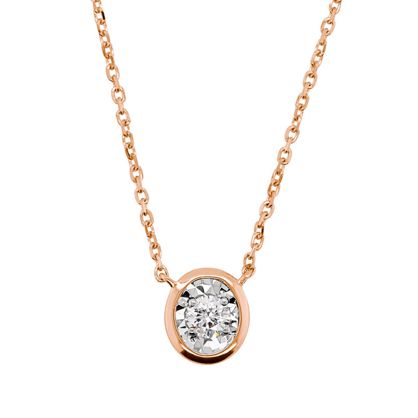 9ct Rose Gold Oval Diamond Pendant - alternate view