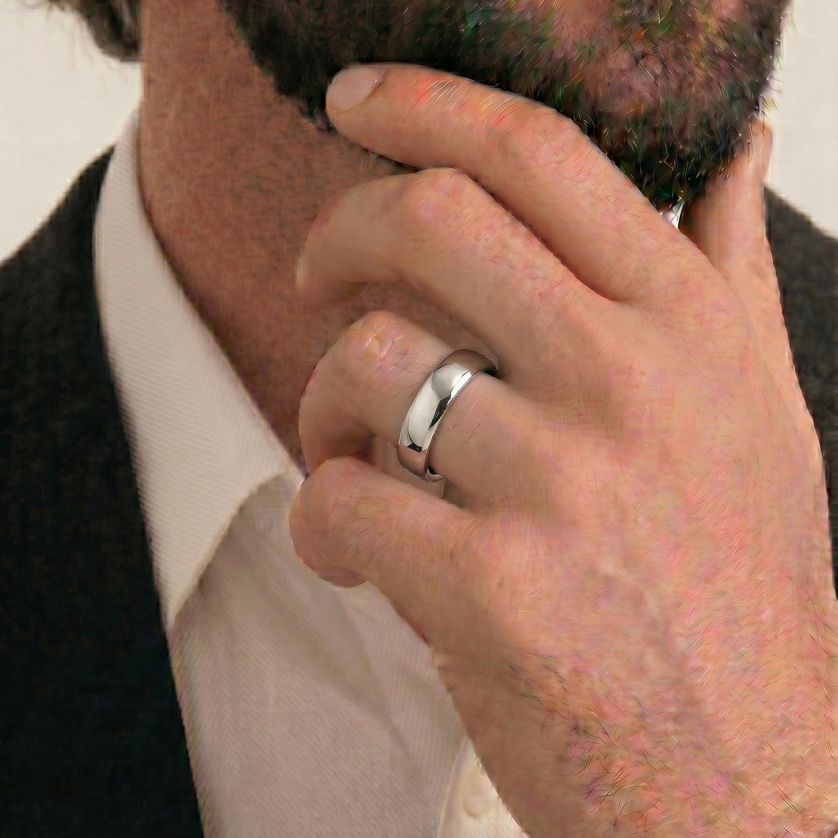 Men's Sterling Silver Plain Wedding Ring