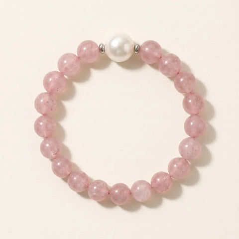 Rose Quartz And Freshwater Pearl Bracelet - alternate view