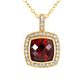 9ct Yellow Gold Cushion Cut Garnet And Diamond Enhancer