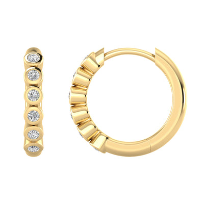 Gold Vermeil 22ct Bezel Set Lab Grown Diamond Huggies