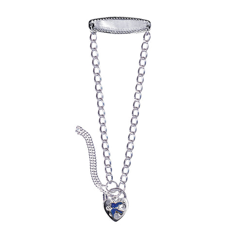 Sterling Silver Childs ID Bracelet With Blue Bird Padlock - alternate view