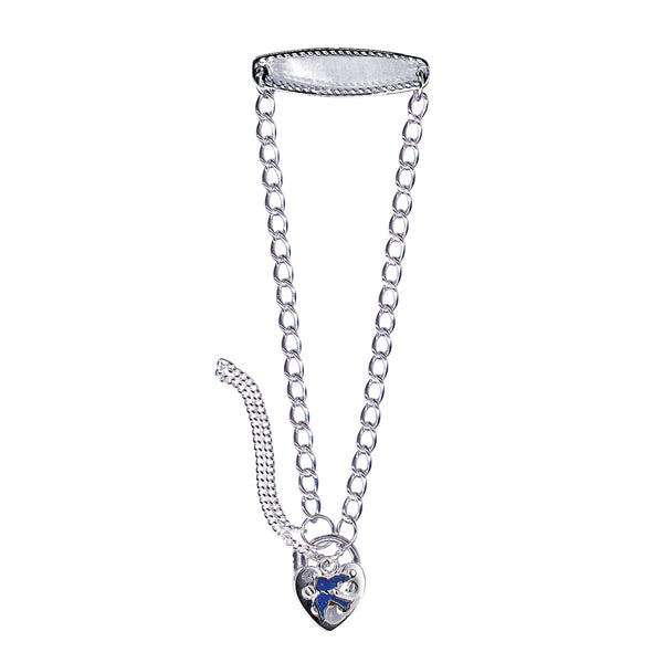 Sterling Silver Childs ID Bracelet With Blue Bird Padlock - alternate view
