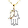 9ct Two Tone Cubic Zirconia Set Hand Of Fatima Pendant