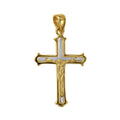 9ct Two Tone Crucifix Cross With White Gold Inlay