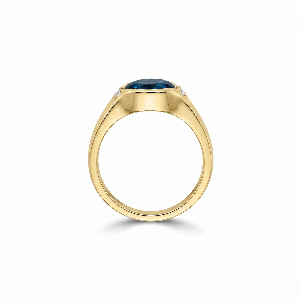 9ct Yellow Gold London Blue Topaz & Lab Grown Diamond Ring