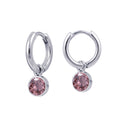 Sterling Silver Huggies With June Birthstone Drop
