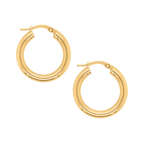 9ct Gold 15mm Italian Hoops - alternate view