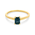 14ct Yellow Gold Emerald Cut Montana Sapphire Ring