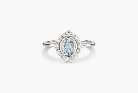 9ct White Gold Aquamarine And Lab Grown Diamond Ring - alternate view