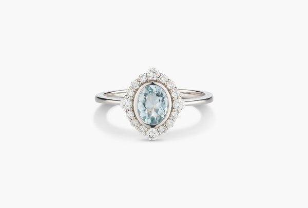 9ct White Gold Aquamarine And Lab Grown Diamond Ring - alternate view