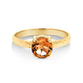 9ct Yellow Gold Citrine Ring With Beaten Band