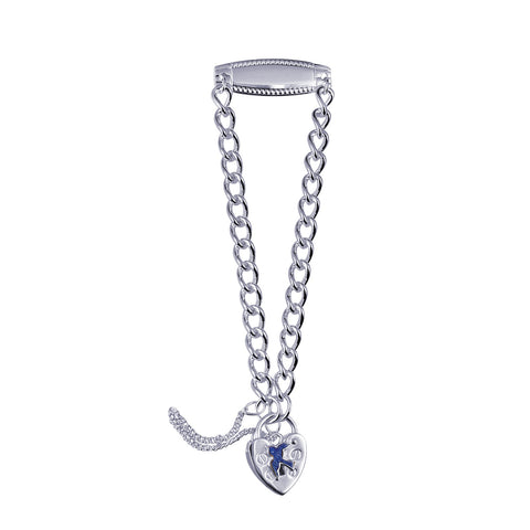 Sterling Silver ID Bracelet With Blue Bird Padlock - alternate view