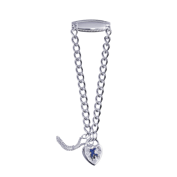 Sterling Silver ID Bracelet With Blue Bird Padlock - alternate view
