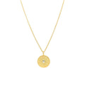 Yellow Gold Plated Necklace With Circular Zodiac Wheel Charm