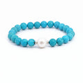 Turquoise Howlite And Freshwater Pearl Bracelet