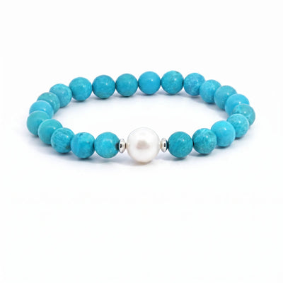 Turquoise Howlite And Freshwater Pearl Bracelet