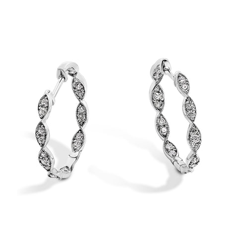 9ct White Gold Diamond Inner & Outer Hoop - alternate view