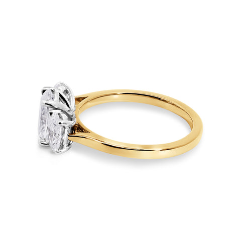 The Tiana | 2.50ct Oval Lab Grown Diamond Trilogy Engagement Ring - alternate view