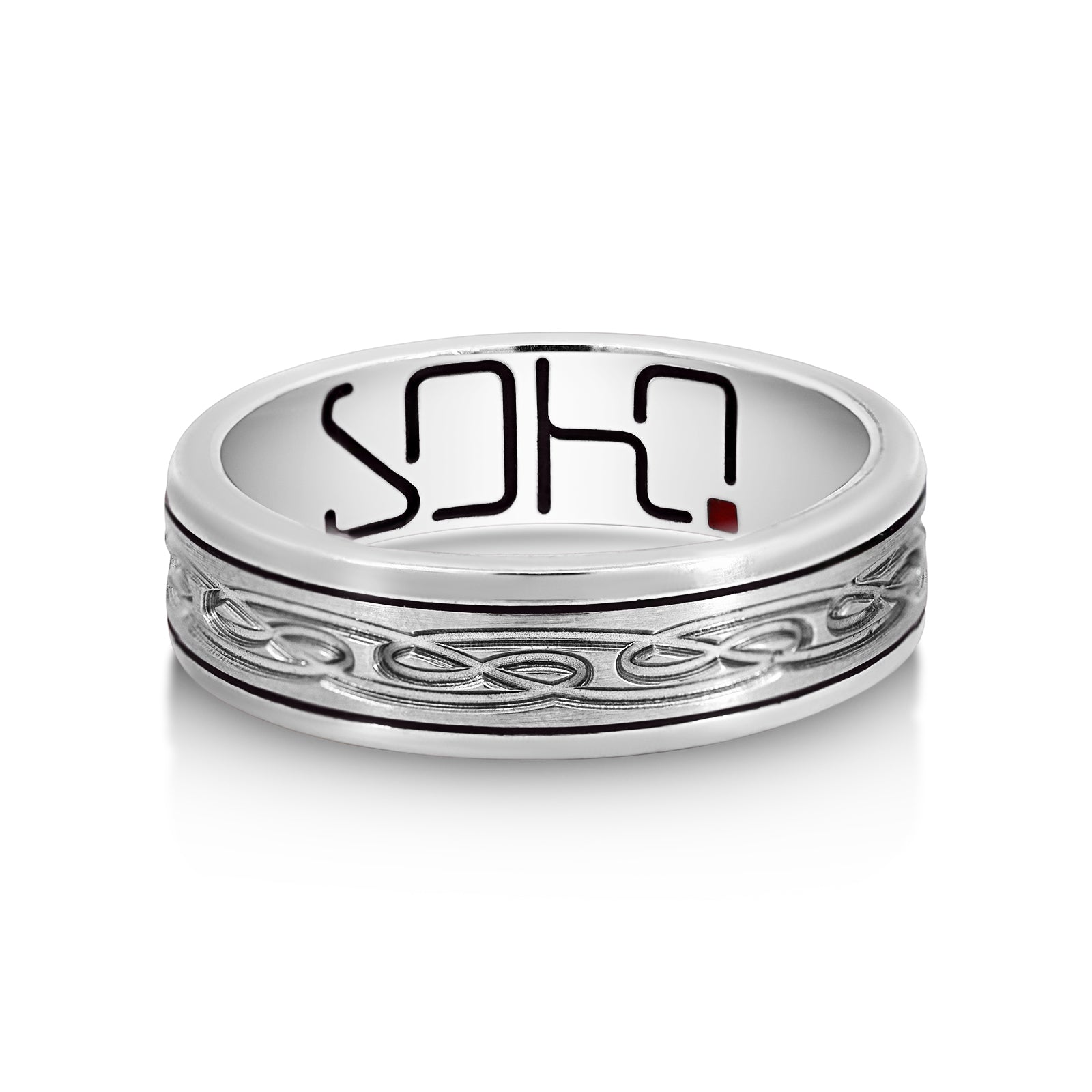 Sterling Silver And Steel Gents Ring With Celtic Pattern | My Jewellery Shop