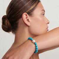 Turquoise Howlite And Freshwater Pearl Bracelet