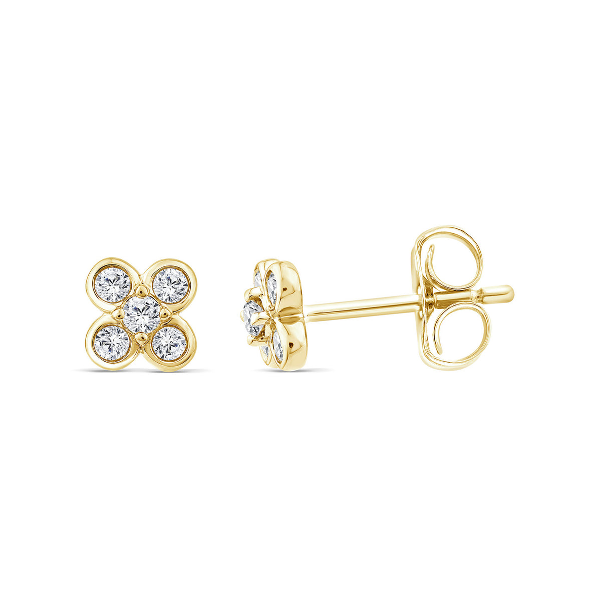Gold Vermeil 22ct Floral Lab Grown Diamond Stud Earrings