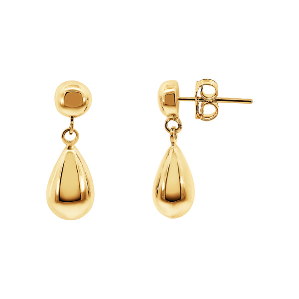 9ct Yellow Gold Teardrop Stud Earrings - alternate view