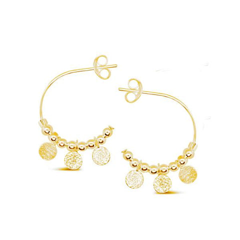 Yellow Gold Plated Boho Half Hoop Earrings - alternate view