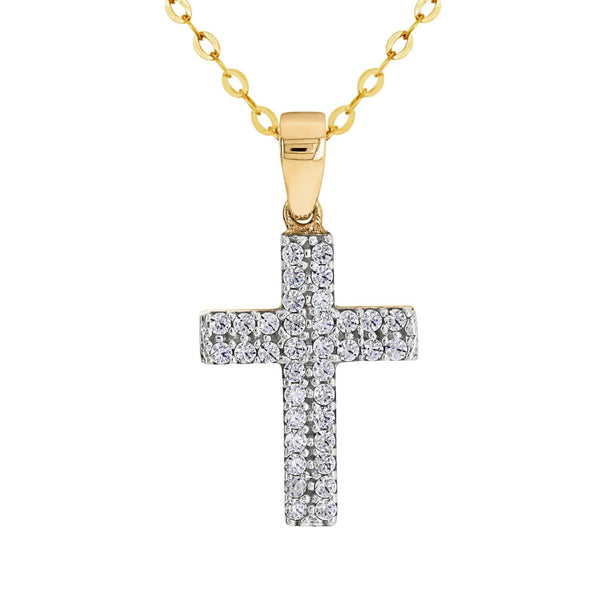 9ct Yellow Gold Cubic Zirconia Cross - alternate view