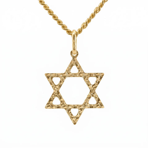 9ct Italian Yellow Gold Large Star Of David Pendant