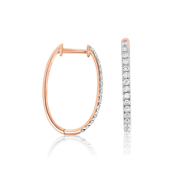 9ct Rose Gold Diamond Set Oval Huggies - alternate view