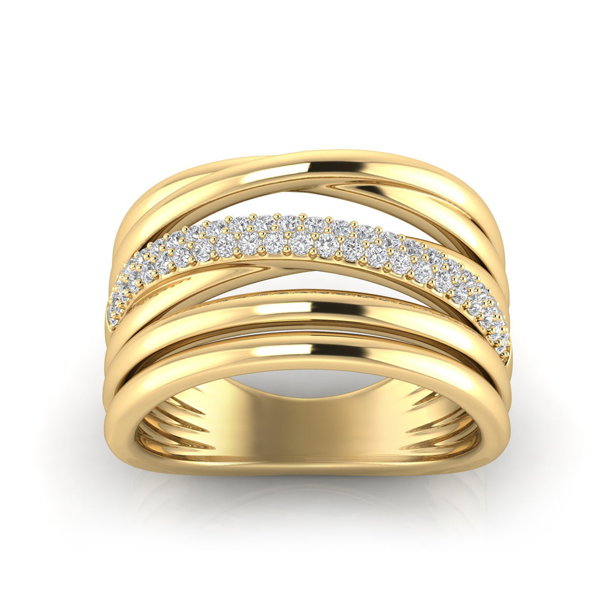 Gold Vermeil 22ct Lab Grow Diamond Wide Dress Ring