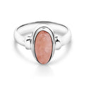 Sterling Silver Long Oval Double Bezel Morganite Ring