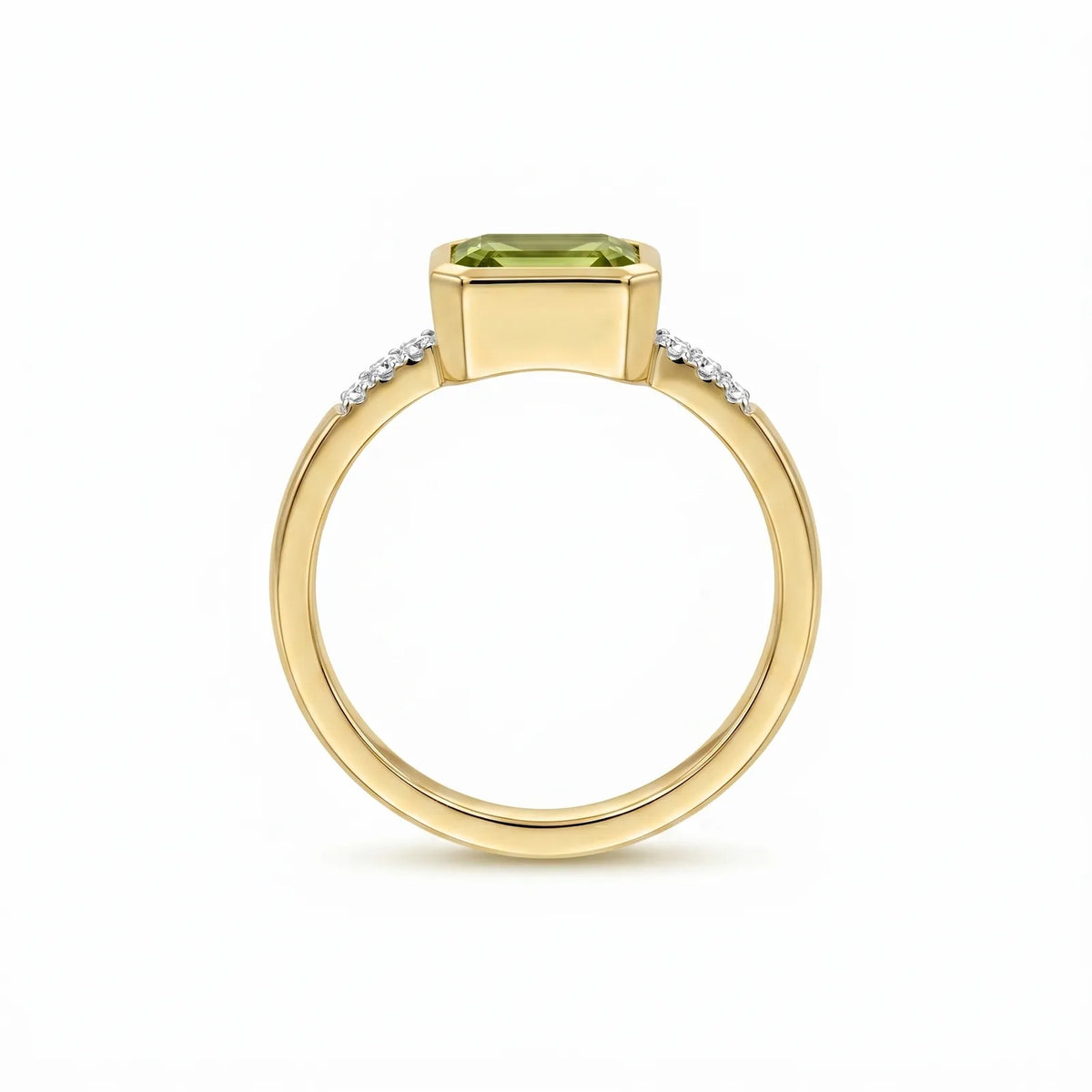 9ct Yellow Gold Peridot & Lab Grown Diamond Dress Ring