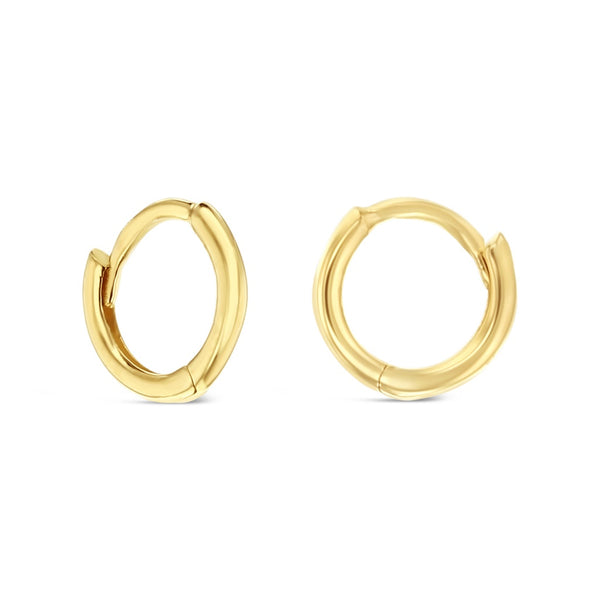 9ct Yellow Gold Plain Mini Huggie Earrings - alternate view