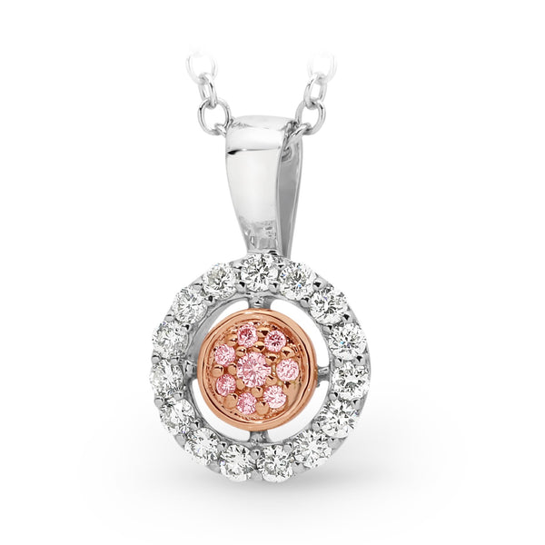9ct Two Tone Australian Pink & White Diamond Pendant - alternate view