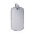 Sterling Silver Engravable Dog Tag With Cubic Zirconia Border