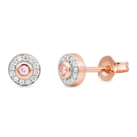 9ct Rose Gold Australian Pink And White Diamond Set Earrings - alternate view