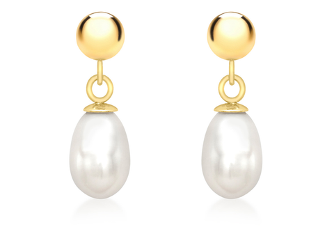 9ct Yellow Gold Freshwater Pearl Drop Earrings