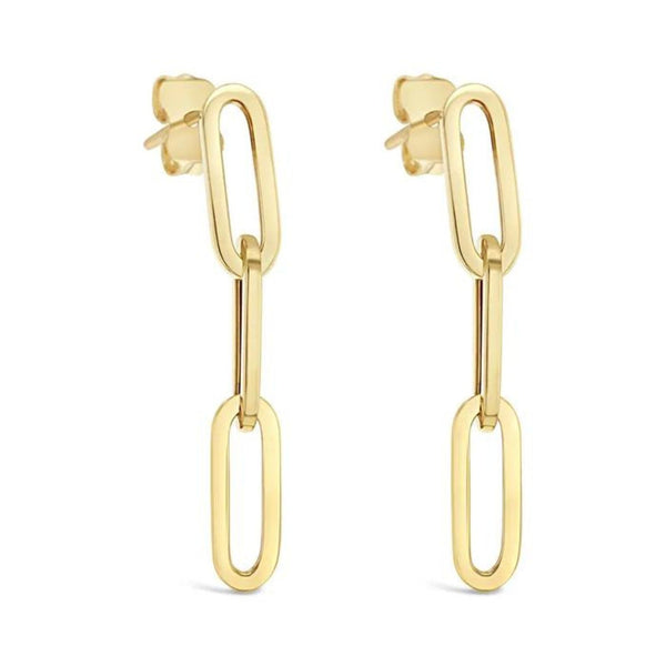 9ct Yellow Gold Paperclip Link Drop Earring - alternate view