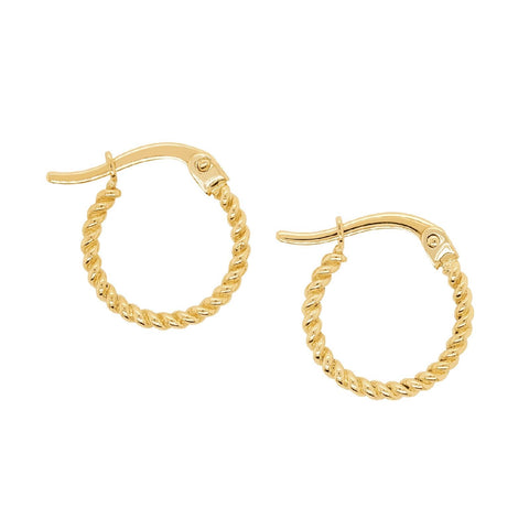 9ct Yellow Gold Twist Hoop Earrings - alternate view