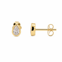 9ct Yellow Gold Pear Lab Grown Diamond Stud Earrings