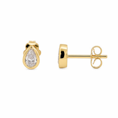 9ct Yellow Gold Pear Lab Grown Diamond Stud Earrings