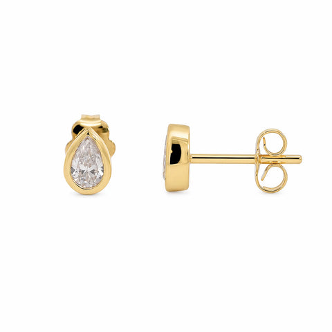 9ct Yellow Gold Pear Lab Grown Diamond Stud Earrings