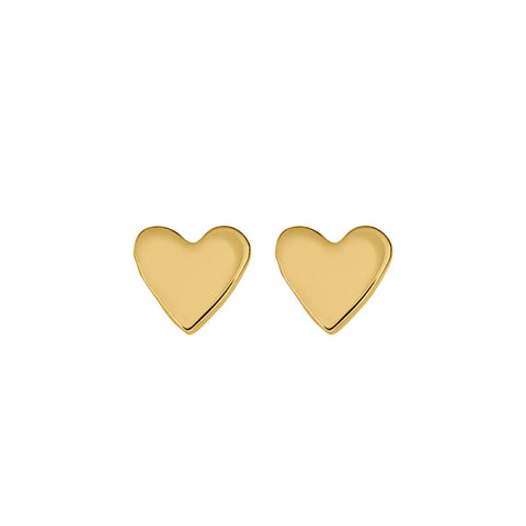 Yellow Gold Plated Tiny Heart Studs - alternate view