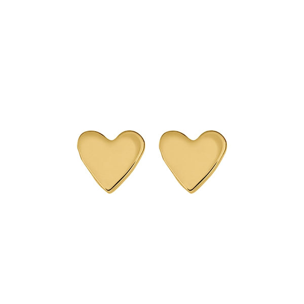 Yellow Gold Plated Tiny Heart Studs - alternate view