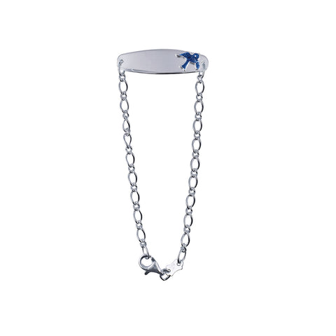 Sterling Silver ID Bracelet With Blue Bird - alternate view