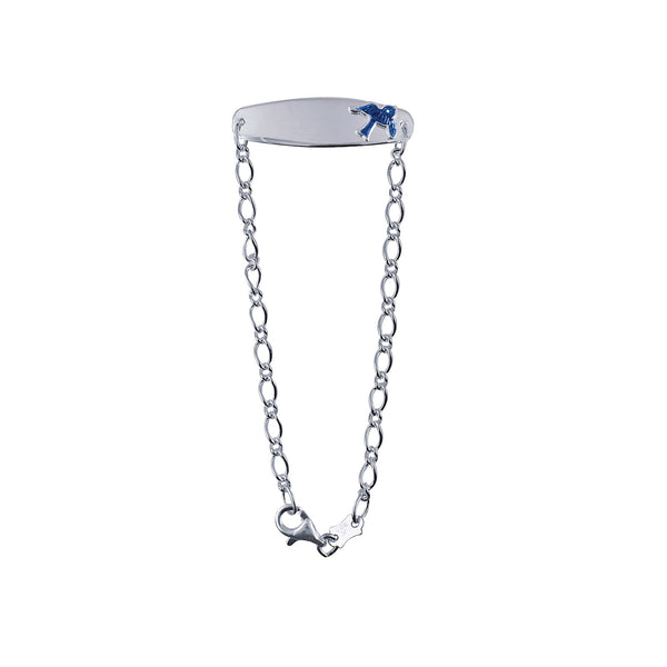 Sterling Silver ID Bracelet With Blue Bird - alternate view