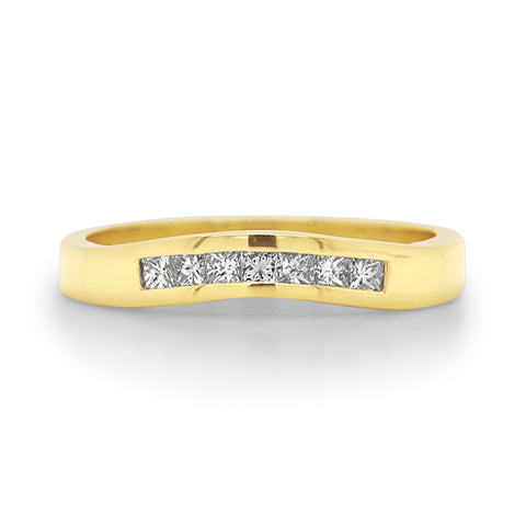 18ct Yellow Gold Princess Cut Diamond Wedding Ring - alternate view