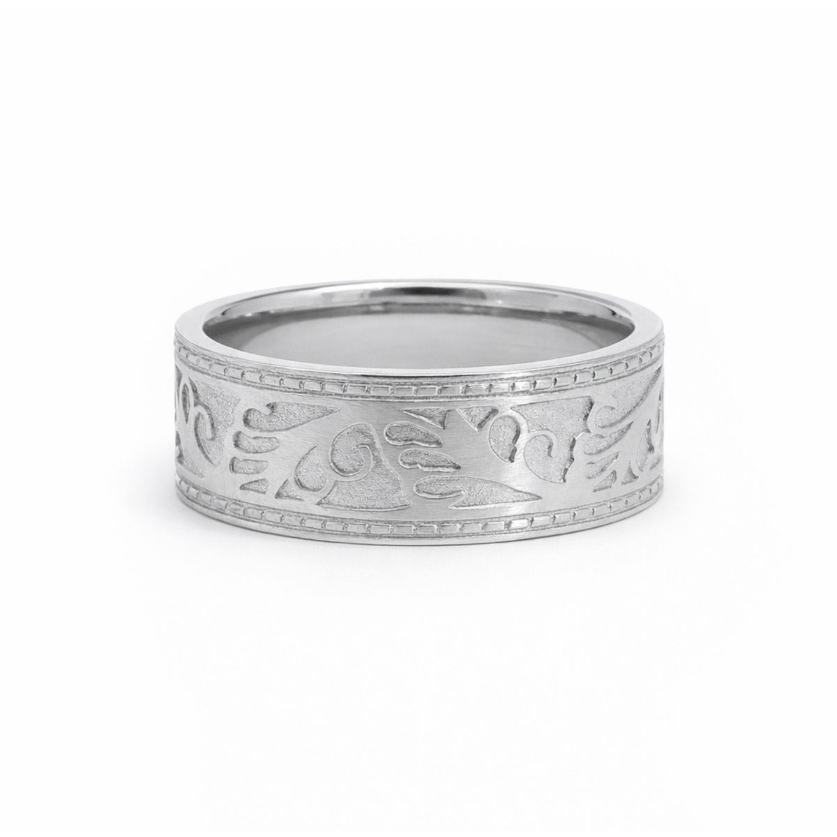 Stainless Steel Men's Embossed Wedding Ring